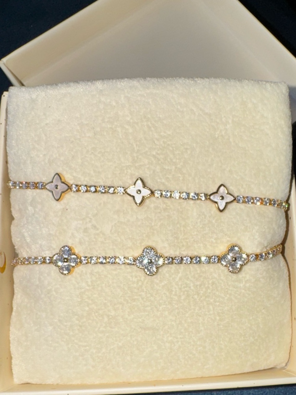 Gold-Tone Floral Link Bracelet with Pink Enamel Accents